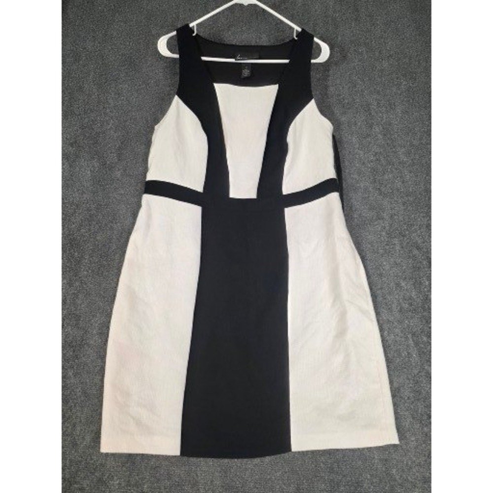 Lane Bryant Black White‎ Colorblock Sheath Dress Sleeveless Size 14 Geometric